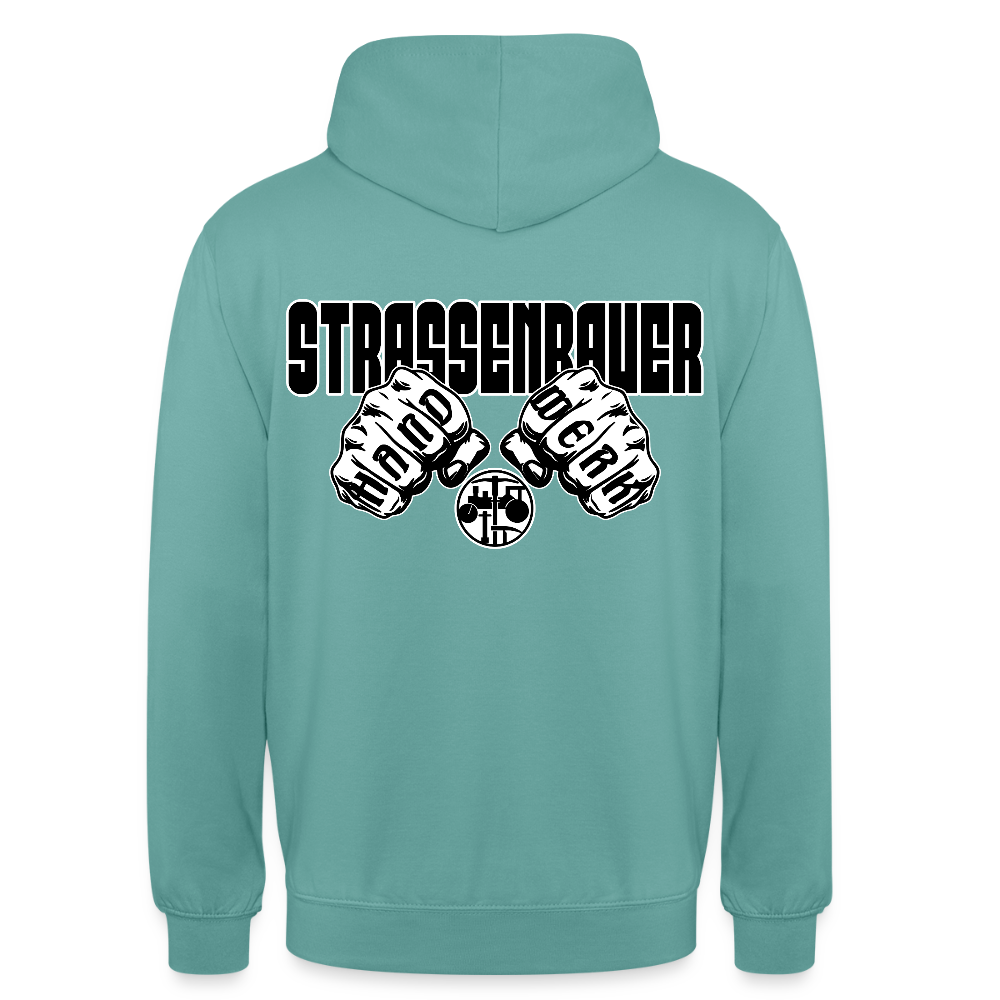 Unisex Hoodie "Strassenbauer" (beidseitig bedruckt) Pastelltürkis Unisex Hoodie
