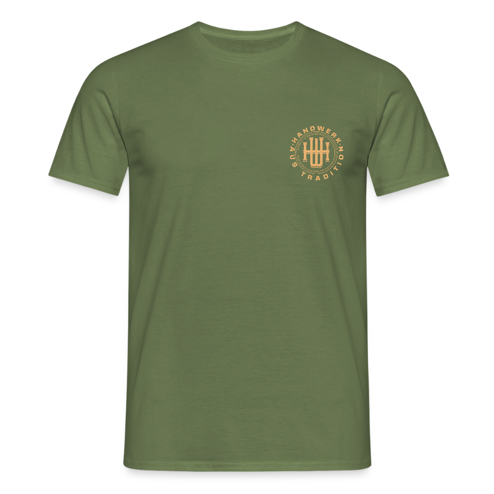 Unisex T-Shirt "Handwerk" (beidseitig bedruckt) Militärgrün Männer T-Shirt
