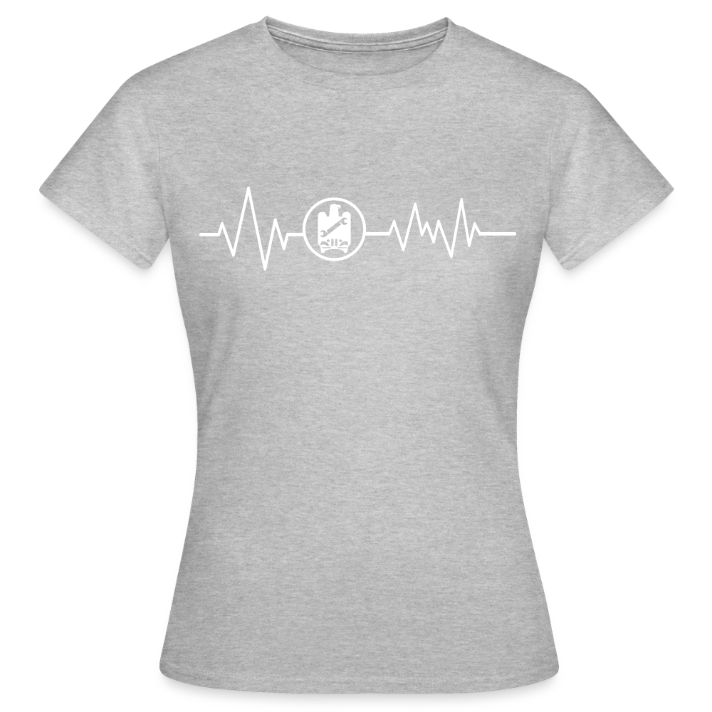 Weibliches T-Shirt mit KFZ-Mechaniker-Heartbeatschrift, schwarzes Spreadconnect Damen-Shirt, bequeme Passform und detailreiche Grafik