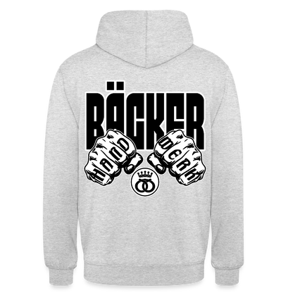 Unisex Hoodie "Bäcker" (beidseitig bedruckt) - Hellgrau meliert