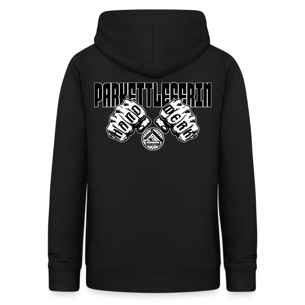 Frauen Hoodie "Parkettlegerin (beidseitig beruckt) Schwarz Frauen Hoodie