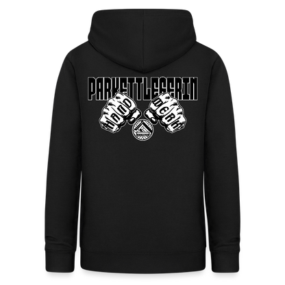 Frauen Hoodie "Parkettlegerin (beidseitig beruckt) Schwarz Frauen Hoodie