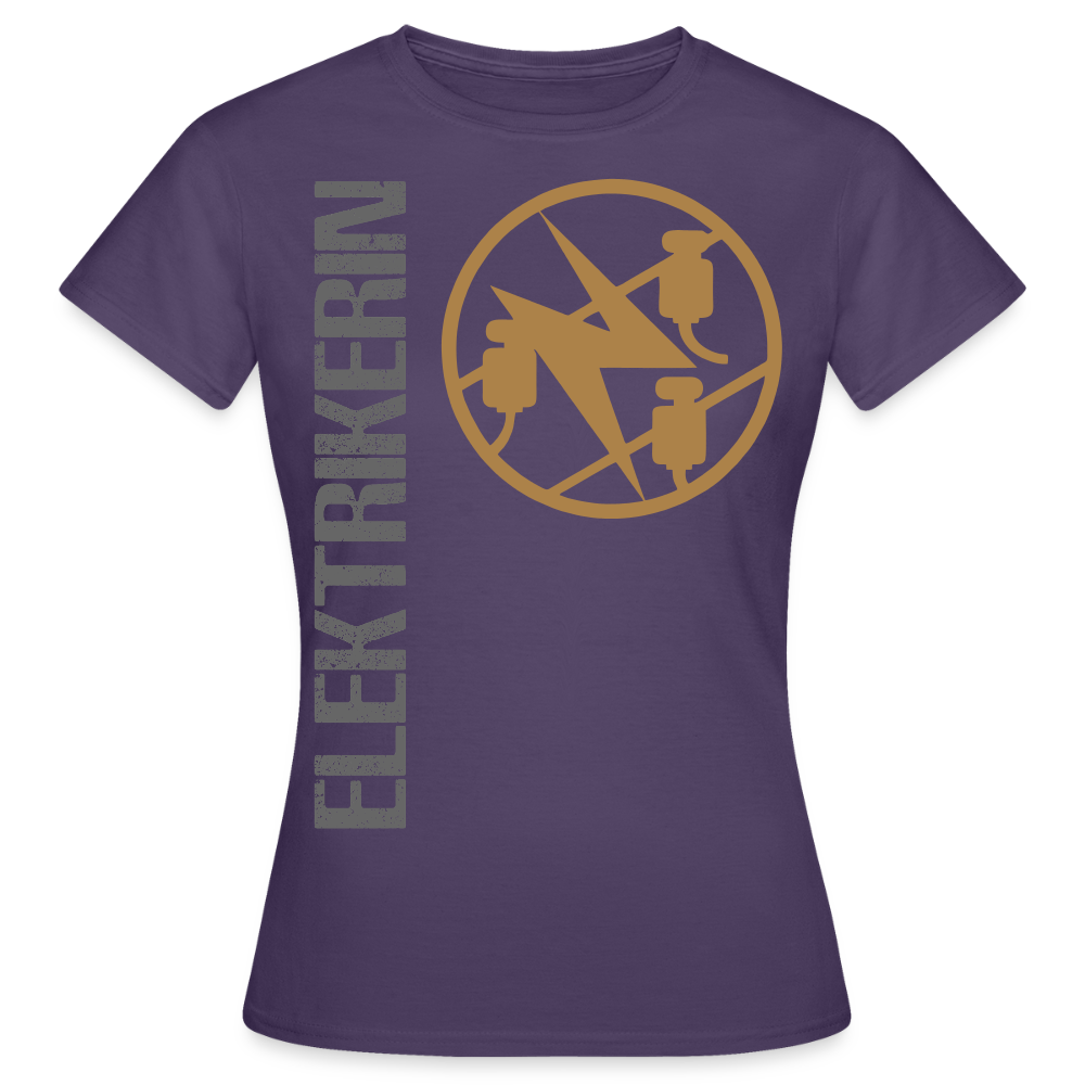 Frauen T-Shirt "Elektrikerin" Dunkellila Frauen T-Shirt