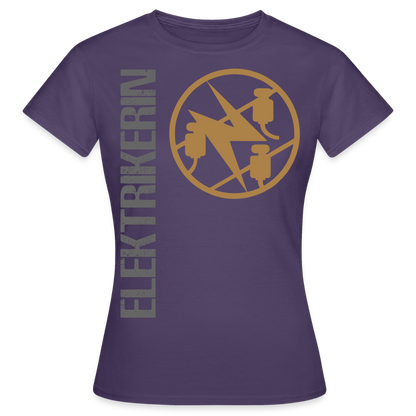 Frauen T-Shirt "Elektrikerin" Dunkellila Frauen T-Shirt