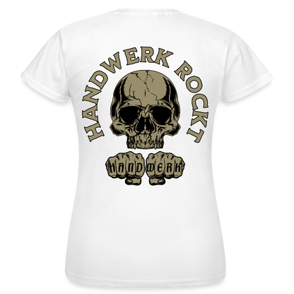 Frauen T-Shirt "Handwerk-Rockt" (beidseitig bedruckt) - Weiß