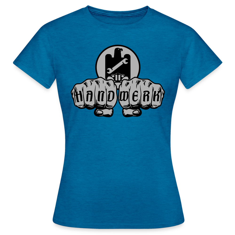 Frauen T-Shirt "KFZ-Mechaniker" von Spreadconnect, schwarzes Baumwollshirt mit mechanischer Motive und Power-Print.