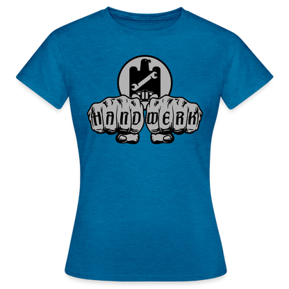 Frauen T-Shirt "KFZ-Mechaniker" von Spreadconnect, schwarzes Baumwollshirt mit mechanischer Motive und Power-Print.