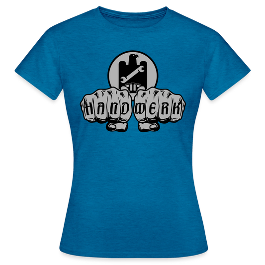 Frauen T-Shirt "KFZ-Mechaniker" von Spreadconnect, schwarzes Baumwollshirt mit mechanischer Motive und Power-Print.