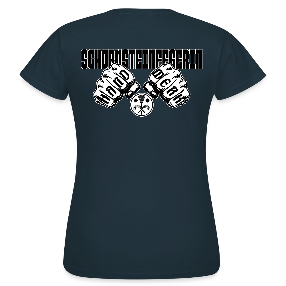 Frauen T-Shirt "Schornsteinfegerin" (beidseitig bedruckt) Navy Frauen T-Shirt