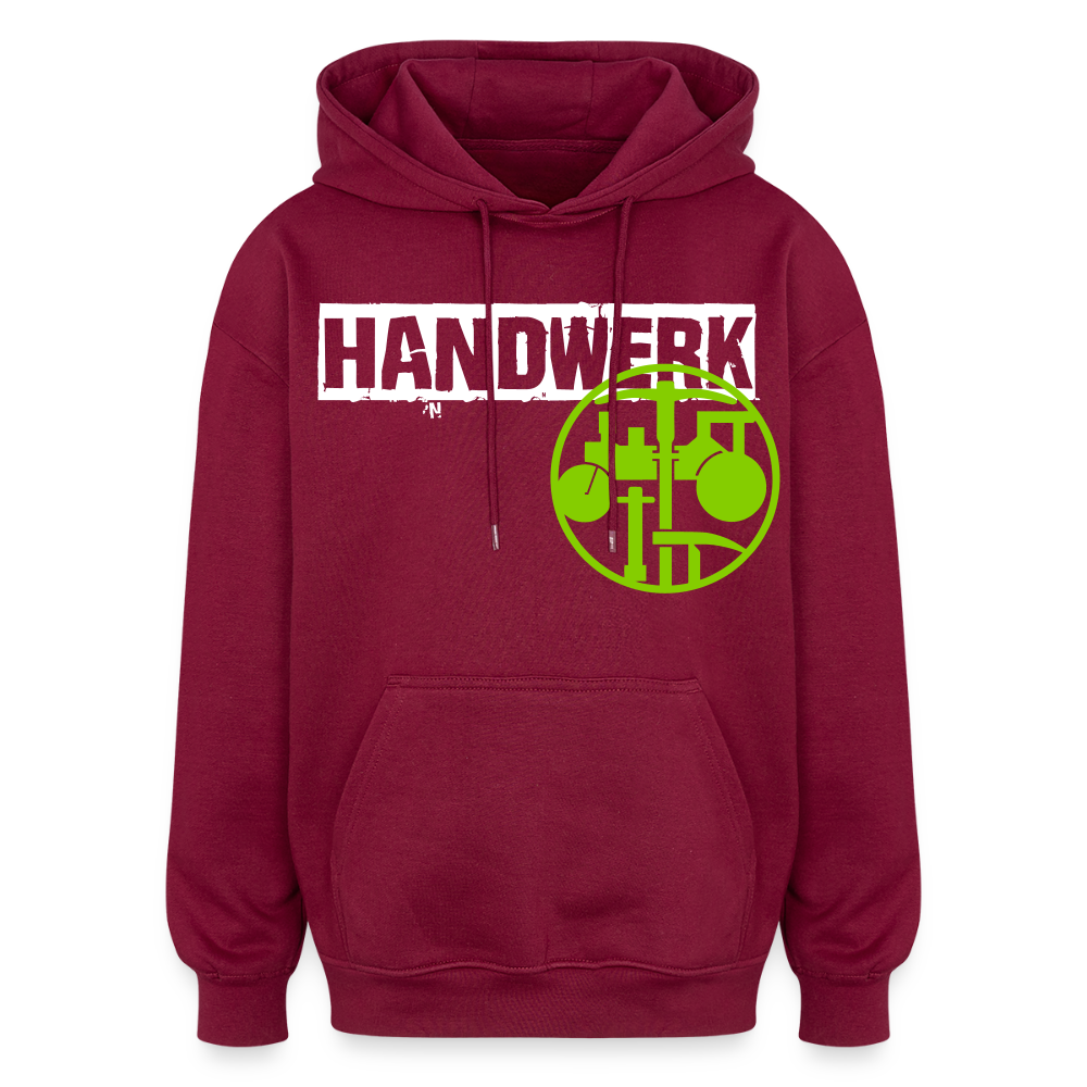 Oversized Unisex Hoodie "Strassenbauer" Burgunderrot Oversized Unisex Hoodie