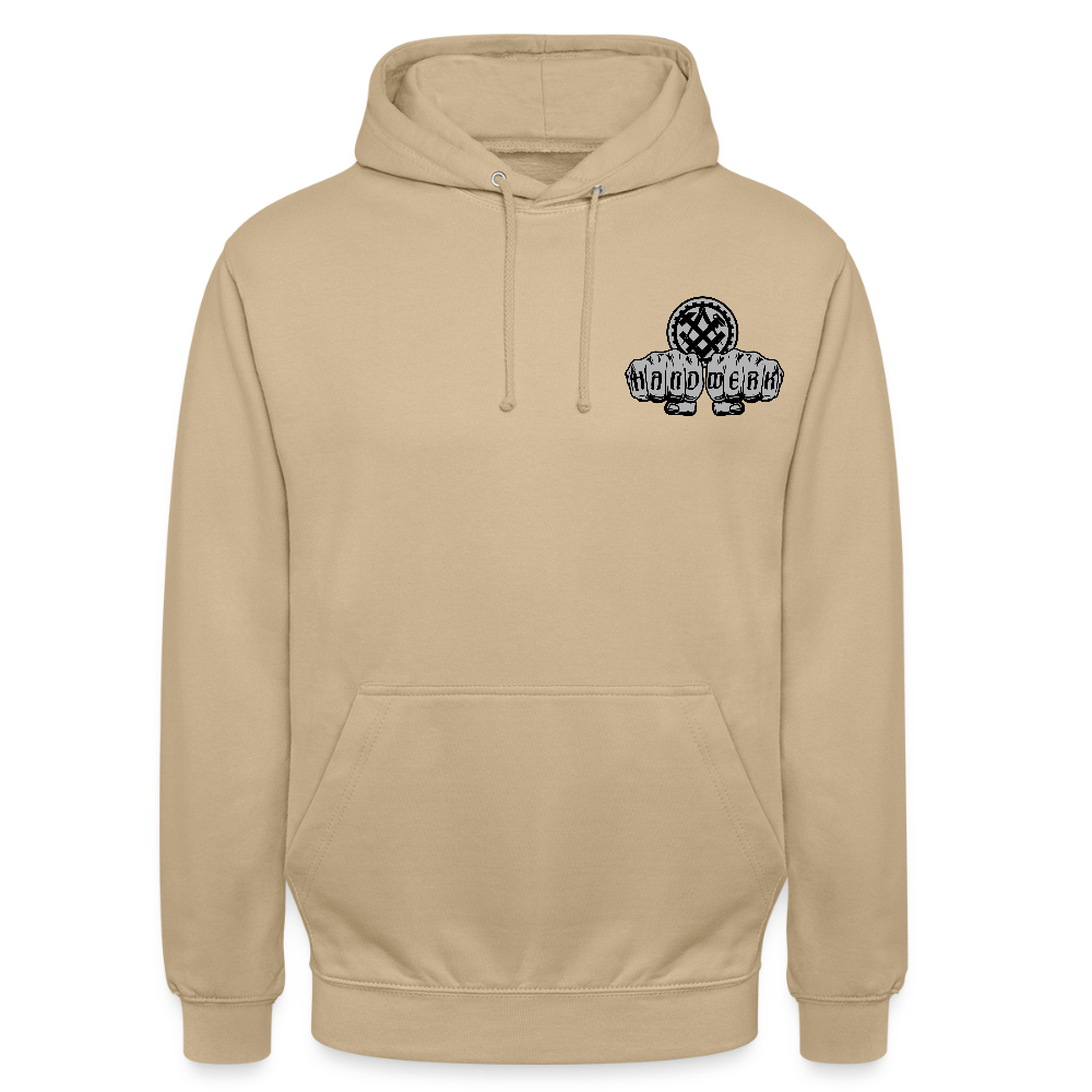 Unisex Hoodie "Mechaniker" beidseitig bedruckt Beige Unisex Hoodie