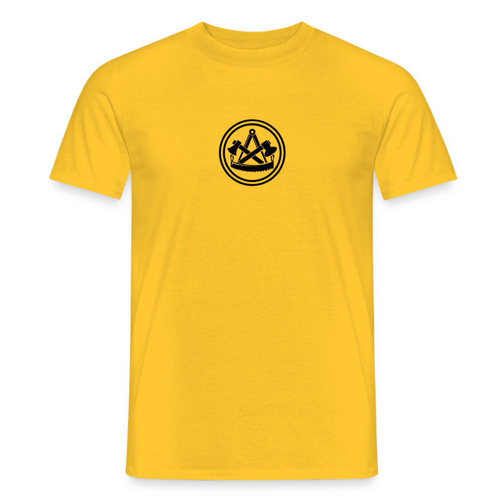 Unisex Spreadconnect T-Shirt „Skull & Zunft“ mit beidseitigem Handwerker-Design, sichtbar auf der Vorderseite in Schwarz und Weiß
