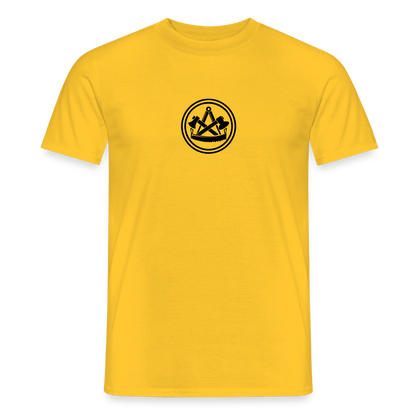 Unisex Spreadconnect T-Shirt „Skull & Zunft“ mit beidseitigem Handwerker-Design, sichtbar auf der Vorderseite in Schwarz und Weiß