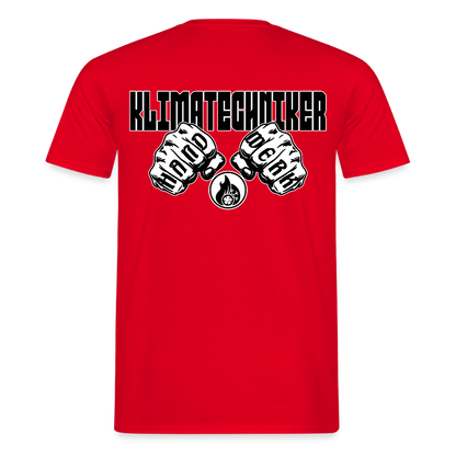 Unisex T-Shirt "Klimatechniker" (beidseitig bedruckt) Rot Männer T-Shirt