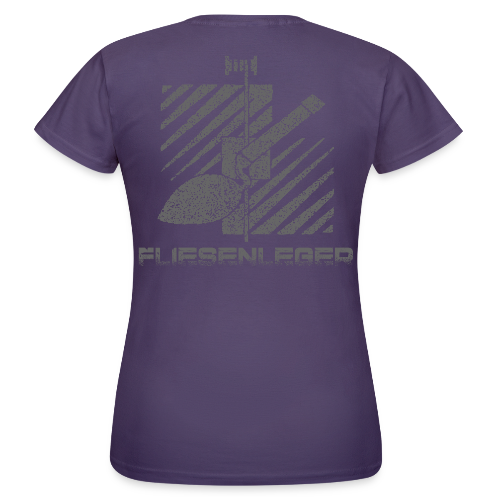 Frauen T-Shirt "Fliesenleger" (hinten bedruckt) Dunkellila Frauen T-Shirt