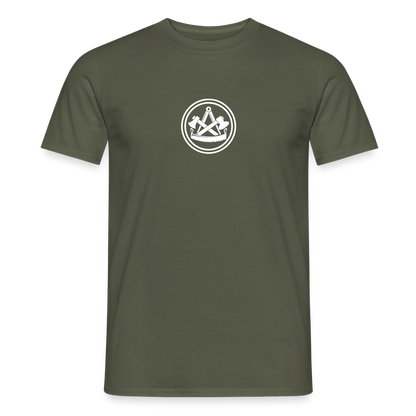 Unisex Zimmermann T-Shirt von Spreadconnect, beidseitig bedruckt mit Handwerker-Design, auf weißem Stoff, lässig und stilvoll.