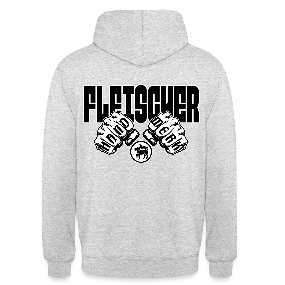 Unisex Hoodie "Fleischer" (beidseitig bedruckt) Hellgrau meliert Unisex Hoodie