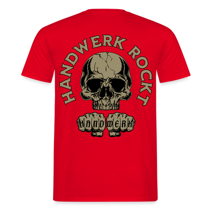 Unisex T-Shirt "Handwerk-Rockt" (beidseitig bedruckt) Rot Männer T-Shirt