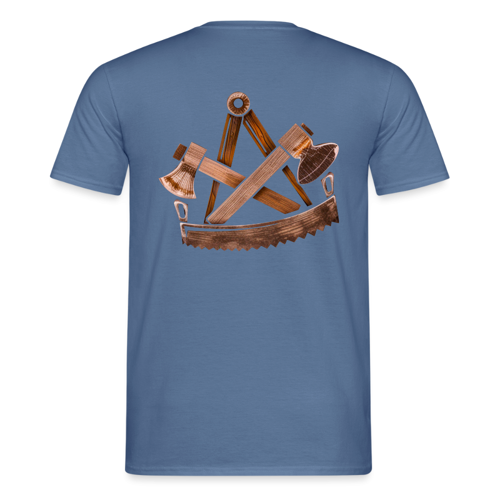 Unisex T-Shirt "Zimmermann" (beidseitig bedruckt) Taubenblau Männer T-Shirt