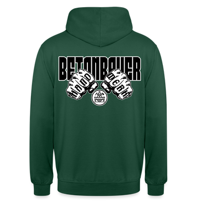 Unisex Hoodie "Betonbauer" (beidseitig bedruckt) - Flaschengrün
