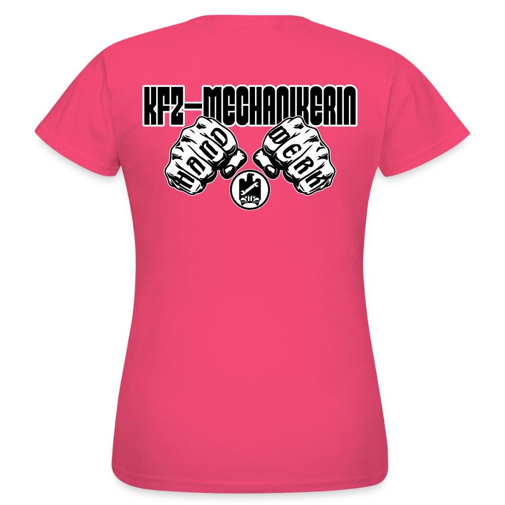 Damen T-Shirt "KFZ-Mechanikerin" von Spreadconnect, weißes Shirt mit Mechaniker-Design und Text, bequemes Damen-T-Shirt.