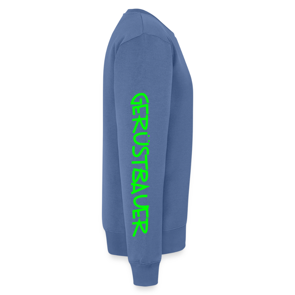 Unisex Premium Pullover "Gerüstbauer" neongrün - Taubenblau