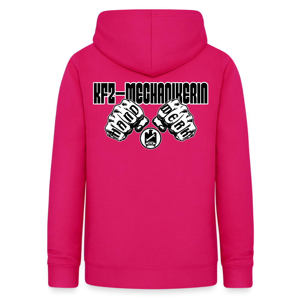 Frauen Hoodie "KFZ-Mechanikerin" (beidseitig beruckt) dunkles Pink Frauen Hoodie