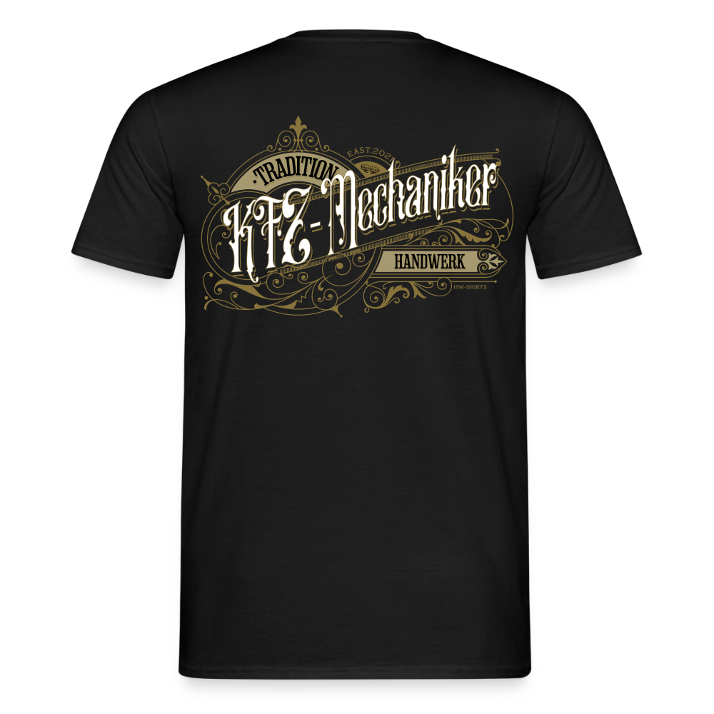 Unisex KFZ-Mechaniker T-Shirt von Spreadconnect, nostalgisches Design, zeigt Auto- und Werkzeugmotive, bequemes Baumwoll-Shirt