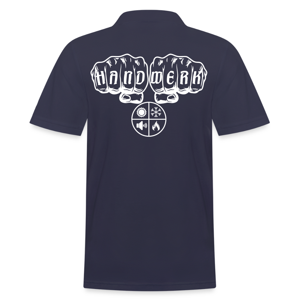 Männer Poloshirt "Isolierer" (hinten bedruckt) Navy Männer Poloshirt