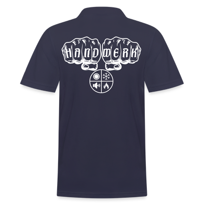 Männer Poloshirt "Isolierer" (hinten bedruckt) Navy Männer Poloshirt
