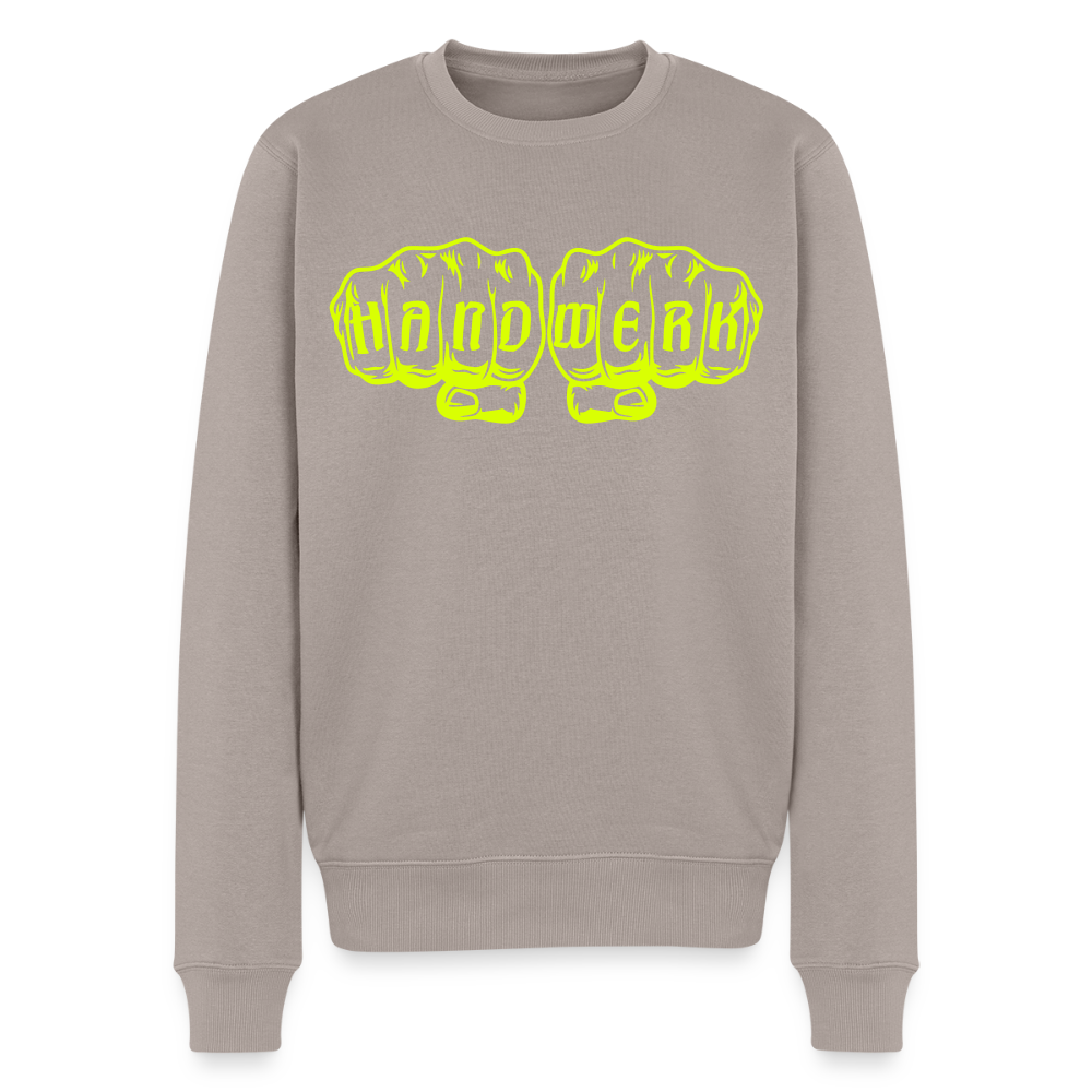 Unisex Premium Pullover "Steinmetz" neongelb Taupe Männer Premium Pullover