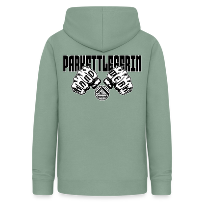 Frauen Hoodie "Parkettlegerin (beidseitig beruckt) Graugrün Frauen Hoodie
