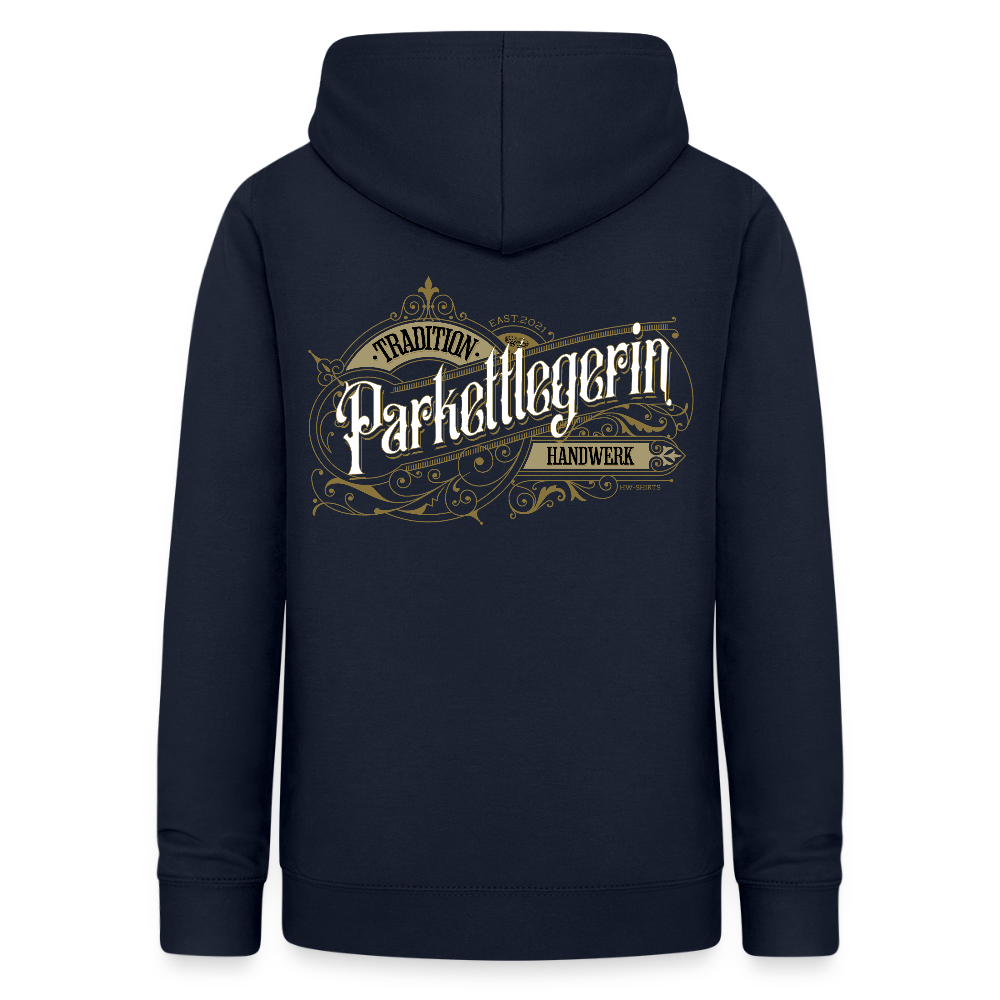 Frauen Hoodie "Parkettlegerin" Nostalgie Handwerk Navy Frauen Hoodie