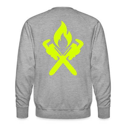Unisex Premium Pullover "Heizungsbauer" neongelb Grau meliert Männer Premium Pullover
