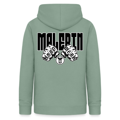 Frauen Hoodie "Malerin" (beidseitig beruckt) Graugrün Frauen Hoodie