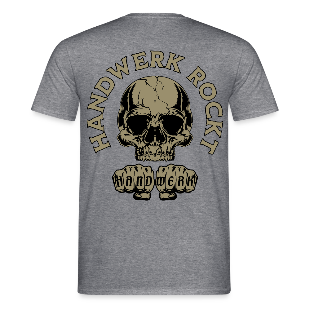 Unisex T-Shirt "Handwerk-Rockt" (beidseitig bedruckt) Graphit meliert Männer T-Shirt