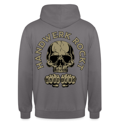 Unisex Hoodie "Handwerk-Rockt" (beidseitig bedruckt) - Mittelgrau