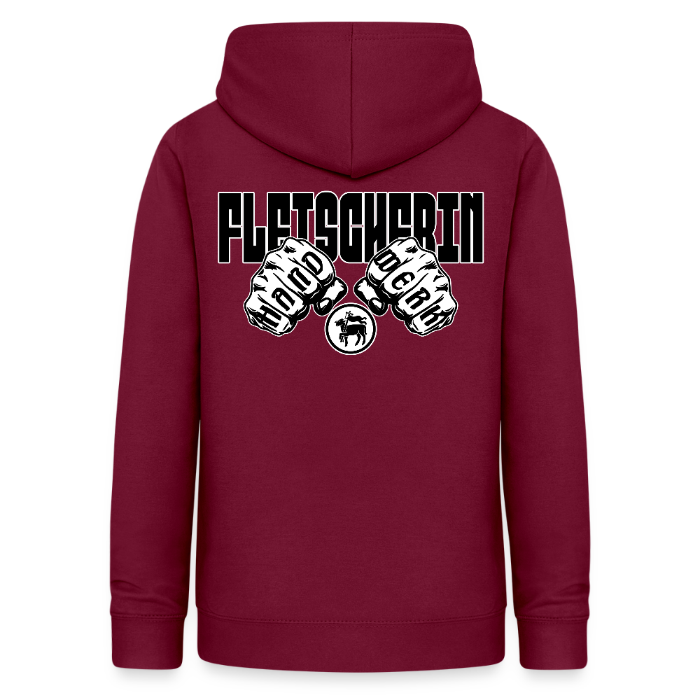 Frauen Hoodie "Fleischerin" (beidseitig beruckt) Bordeaux Frauen Hoodie