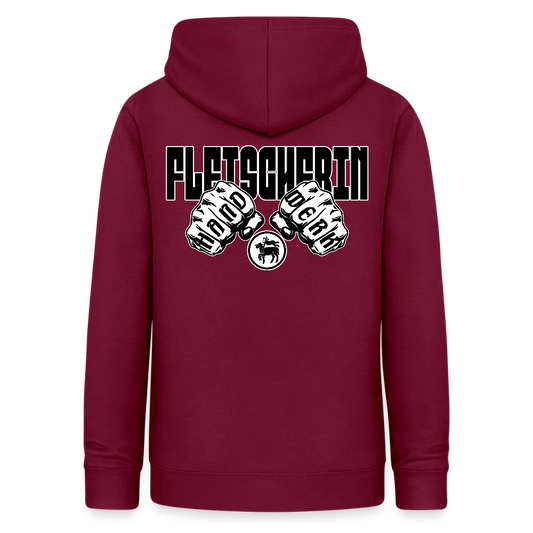 Frauen Hoodie "Fleischerin" (beidseitig beruckt) Bordeaux Frauen Hoodie