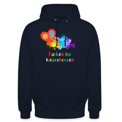 Unisex Hoodie "Farben für Kinderherzen" Navy Unisex Hoodie