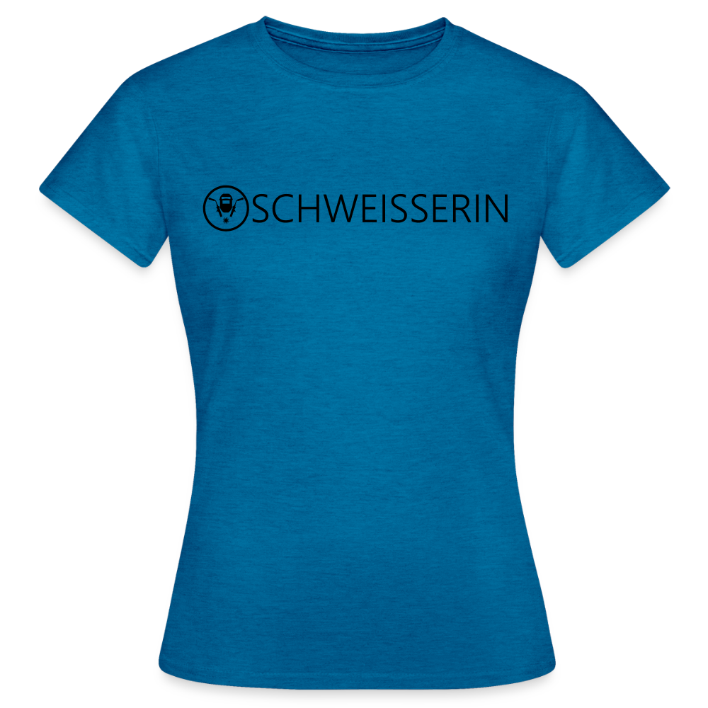 Frauen T-Shirt "Schweisserin" Antikblaues Saphir meliert Frauen T-Shirt