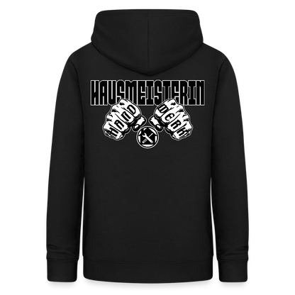 Frauen Hoodie "Hausmeisterin" (beidseitig beruckt) Schwarz Frauen Hoodie
