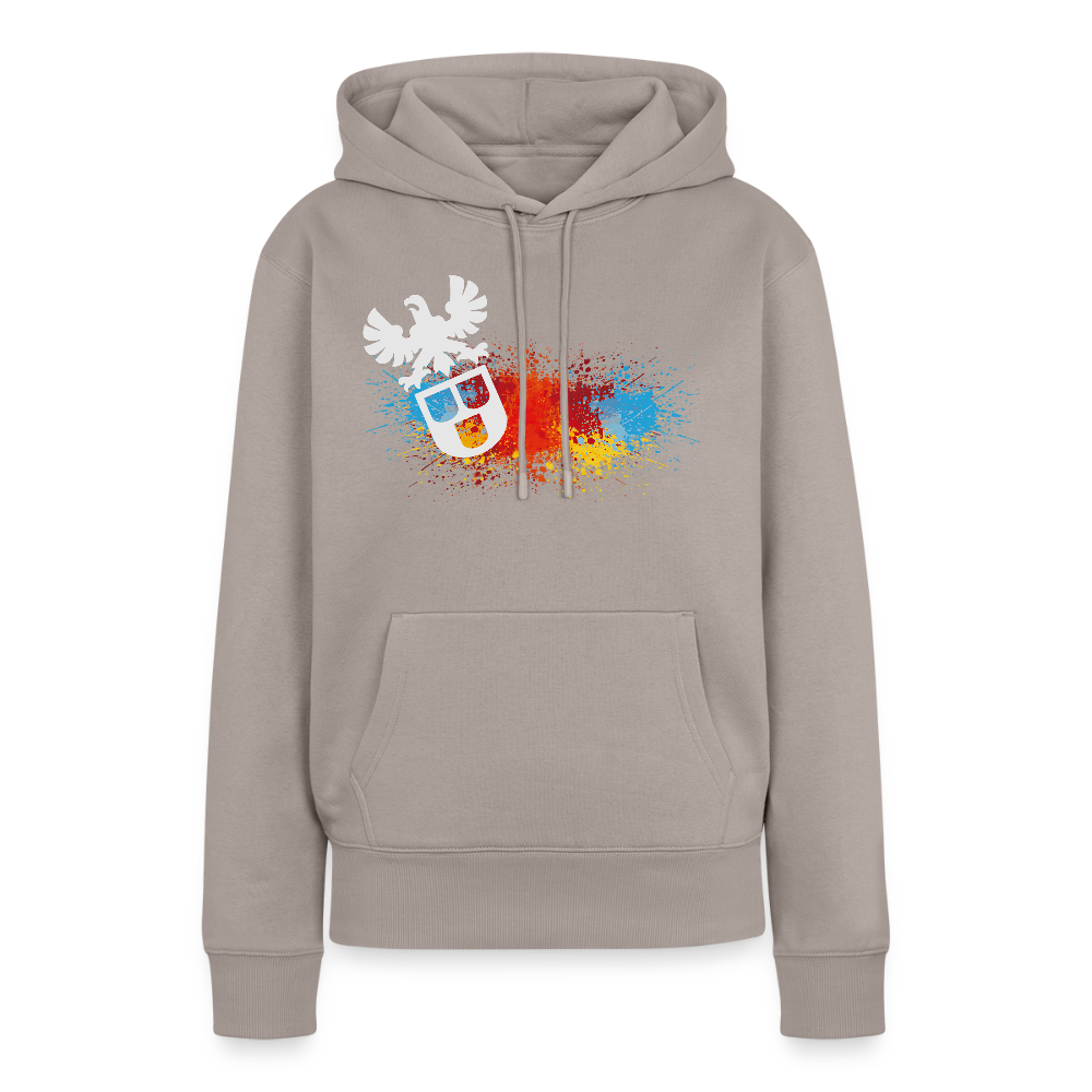 Frauen Premium Hoodie "Maler-Splash" Taupe Frauen Premium Hoodie