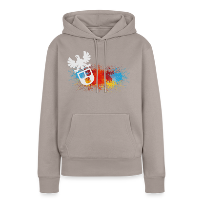 Frauen Premium Hoodie "Maler-Splash" Taupe Frauen Premium Hoodie