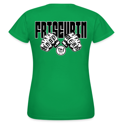 Frauen T-Shirt "Friseurin" (beidseitig bedruckt) Kelly Green Frauen T-Shirt