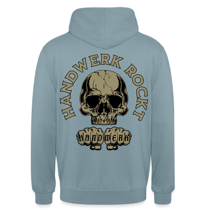 Unisex Hoodie "Handwerk-Rockt" (beidseitig bedruckt) - Nebelblau