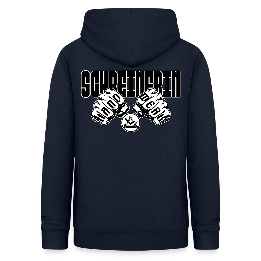 Frauen Hoodie "Schreinerin" (beidseitig beruckt) Navy Frauen Hoodie