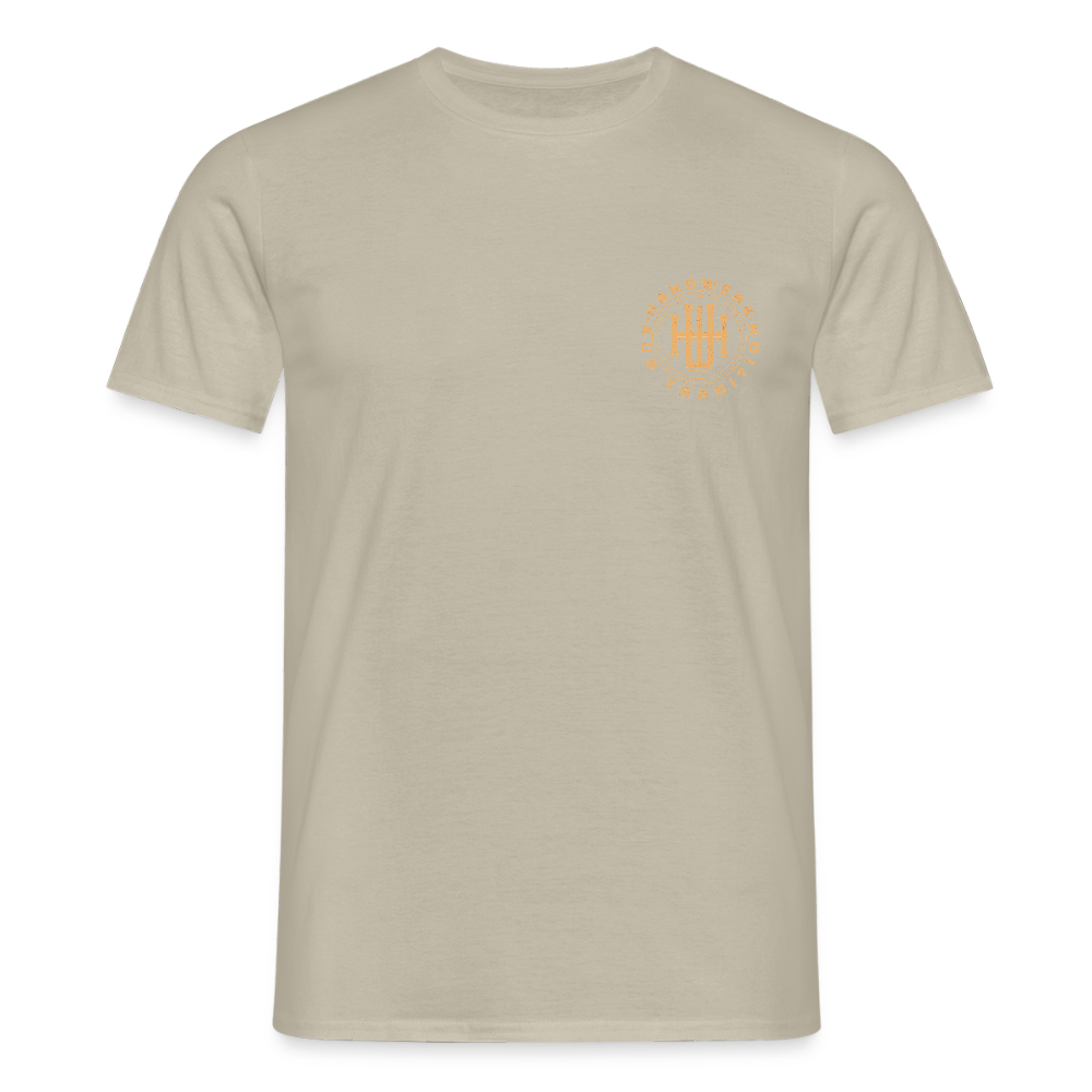 Unisex T-Shirt "Handwerk" (beidseitig bedruckt) Sandbeige Männer T-Shirt