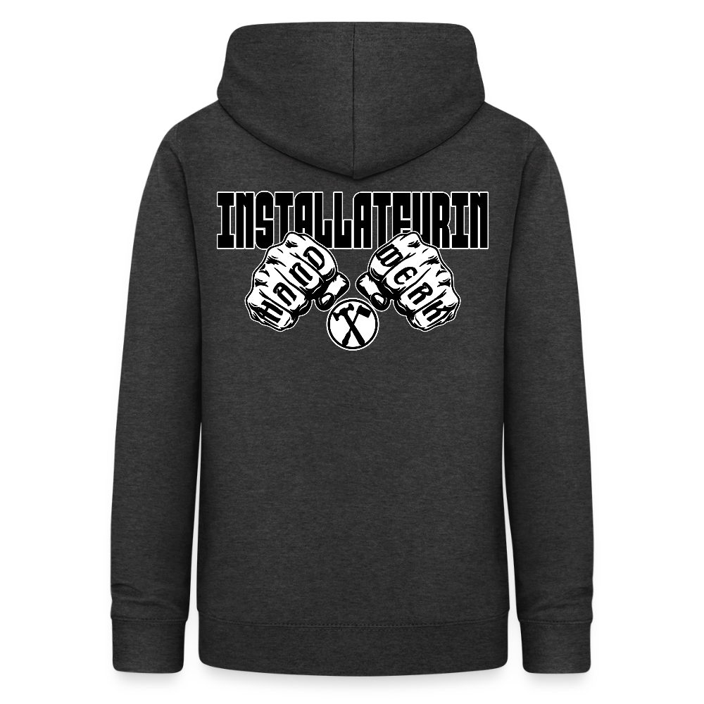 Frauen Hoodie "Installateurin" (beidseitig beruckt) Anthrazit Frauen Hoodie