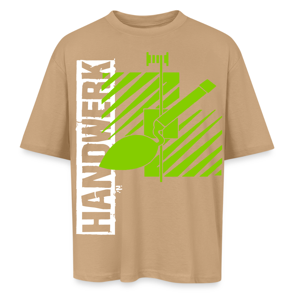 Oversized Unisex T-Shirt "Fliesenleger" Beige Oversized Unisex T-Shirt